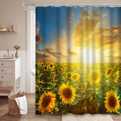 Rideau de douche imperméable avec 12 crochets Sunflower