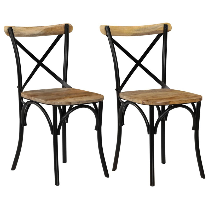 Cross Chairs Solid Mango Wood, Black/Brown, 2