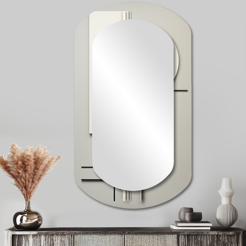 Grand miroir mural géométrique géométrique Balance I - Abstrait Minimalisme Asymétrique, 43 po x 23 po