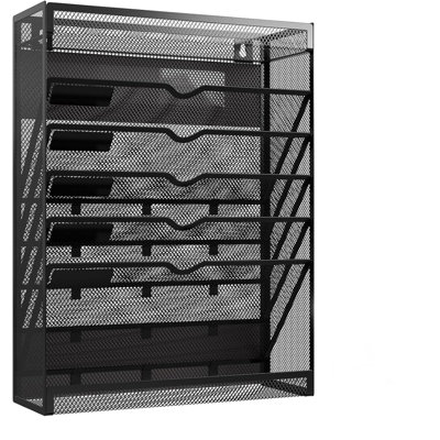 7-Tier Magnetic Metal File Organizer for Cabinet & Whiteboard, Drill-Free Wall Mount Document Holder
