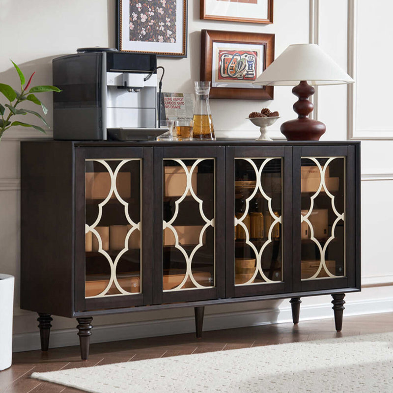 Buffet en buis et verre de style rétro