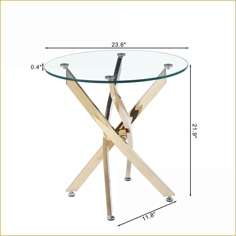 Table basse ronde en verre trempé avec pieds chromés - Style ultra moderne pour le salon, facile à nettoyer