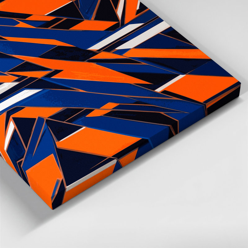«Hard Edge», art mural sur toile bleue, H 12 po x l 18 po