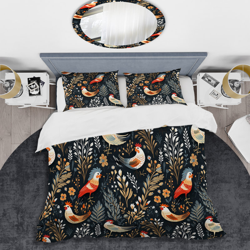 Ensemble de housse de couette Country Charm Red Rooster, Housse de couette pour très grand lit et 2 très