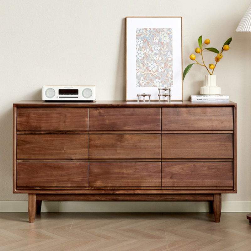 Commode d'appoint en bois massif noyer noir