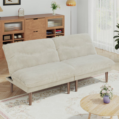 Deyra 75'' Corduroy Sofa Futon Couch with 4 in 1 Multi-Functional Adjustable Backrest Loveseat for Living Room