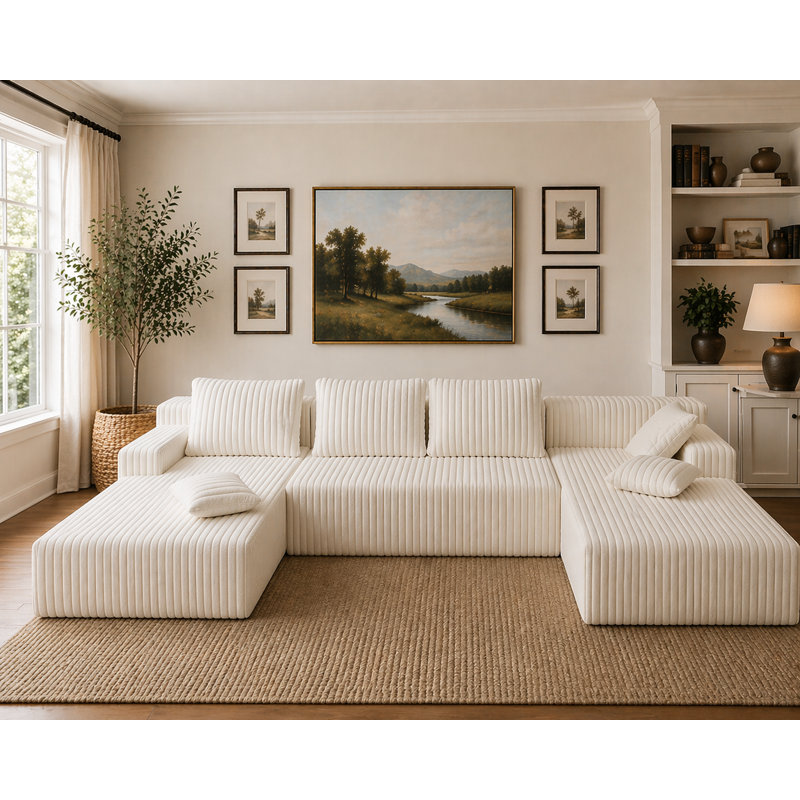 Canapé modulaire Boneless, Velours côtelé beige