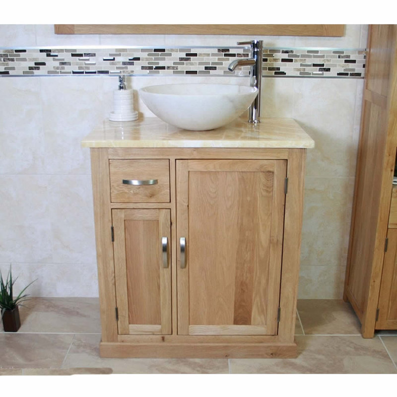 Deherrera 750mm Single Bathroom Vanity with Vessel Stone Basin