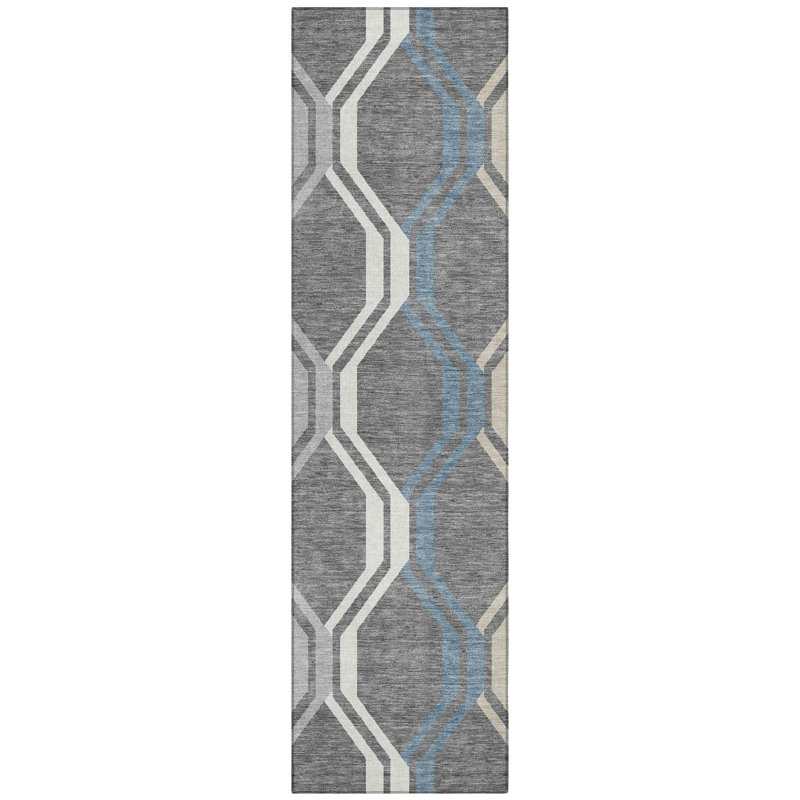 Machine Washable Indoor/Outdoor Hashlamoun ACN2326 Mid-Century Modern Rug, Runner 2'3" x 7'6"