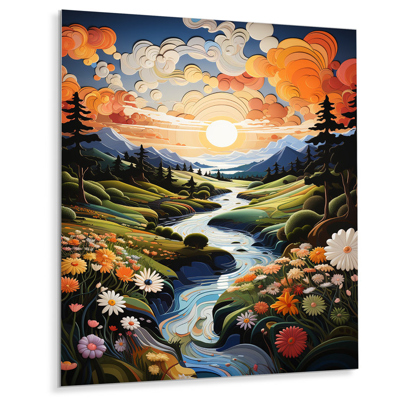 Fairway A Whimsical II - Abstract Landscape, reproduction d'art sur métal, H 40 po x l 30 po x P 1 po