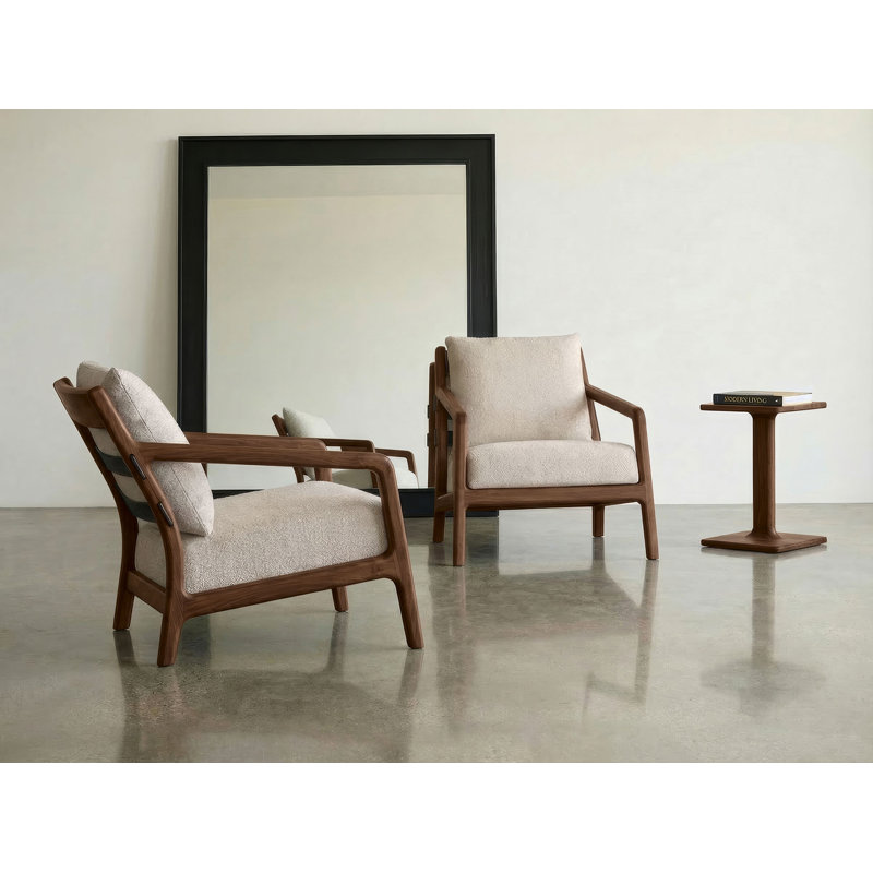Whitney Lounge Chair with Wood Panel, Sterling