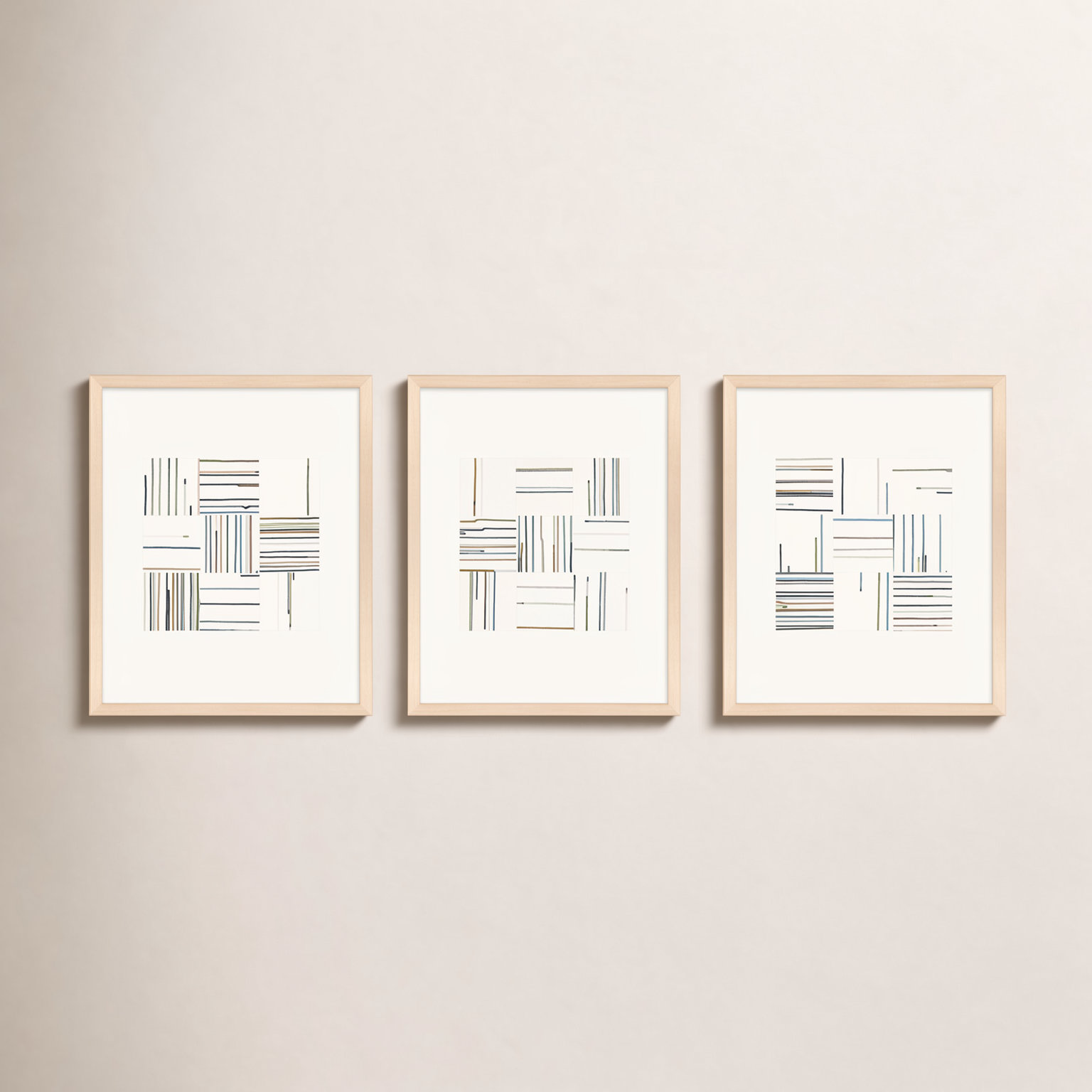 Lang "Drips" 3-Piece Painting Set, 20" H x 16" W x 1.25" D, Maple Framed