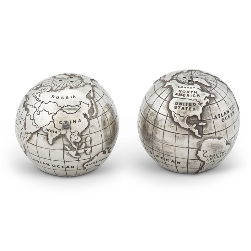 Ensemble salière et poivrière Medici Living Pewter World Globe