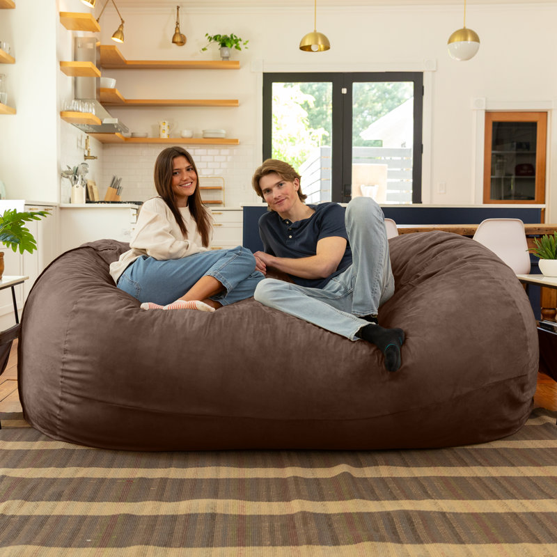 7 Foot Giant Bean Bag Sofa, Chocolate Microsuede