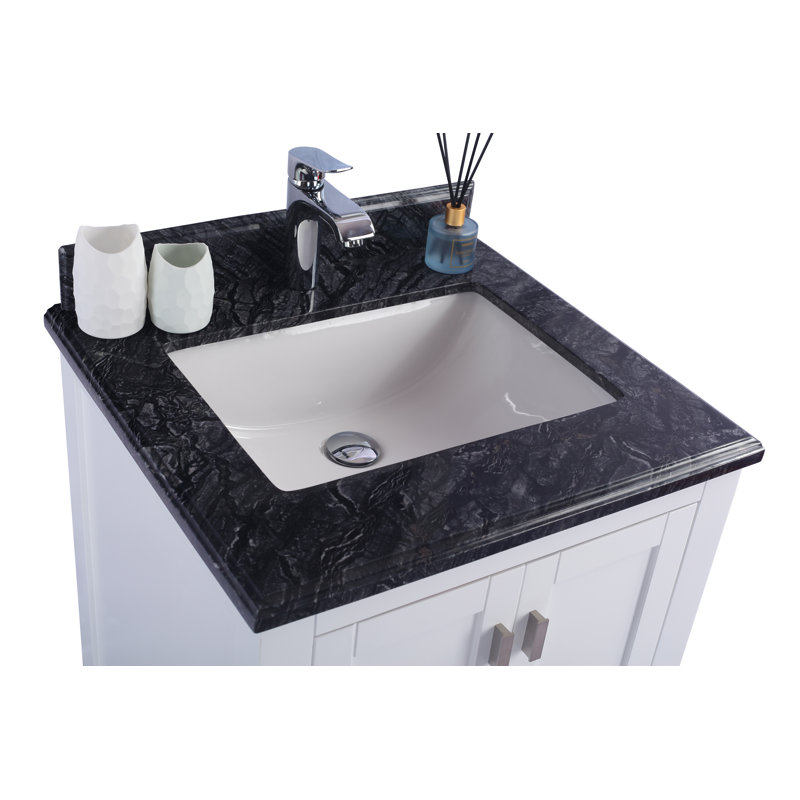 Ensemble de meuble-lavabo pour salle de bain simple 24 po Mariário, Bois noir, Blanc