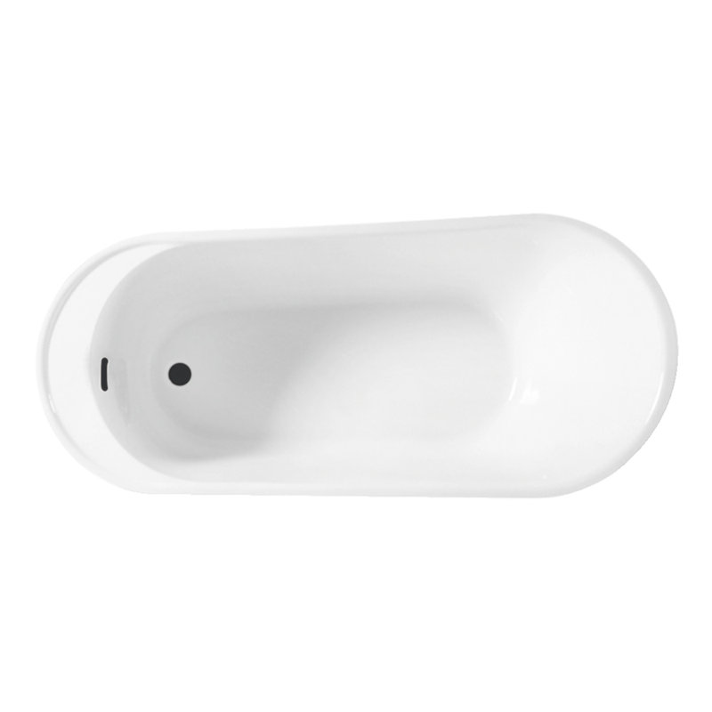 Kingston Brass Aqua Eden 59-Inch Acrylic Oval Single Slipper Freestanding Tub with Drain