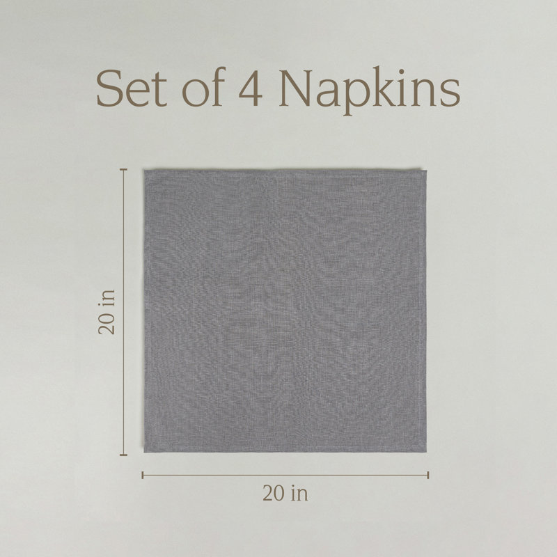 over&back 100% Linen Napkins, Gray