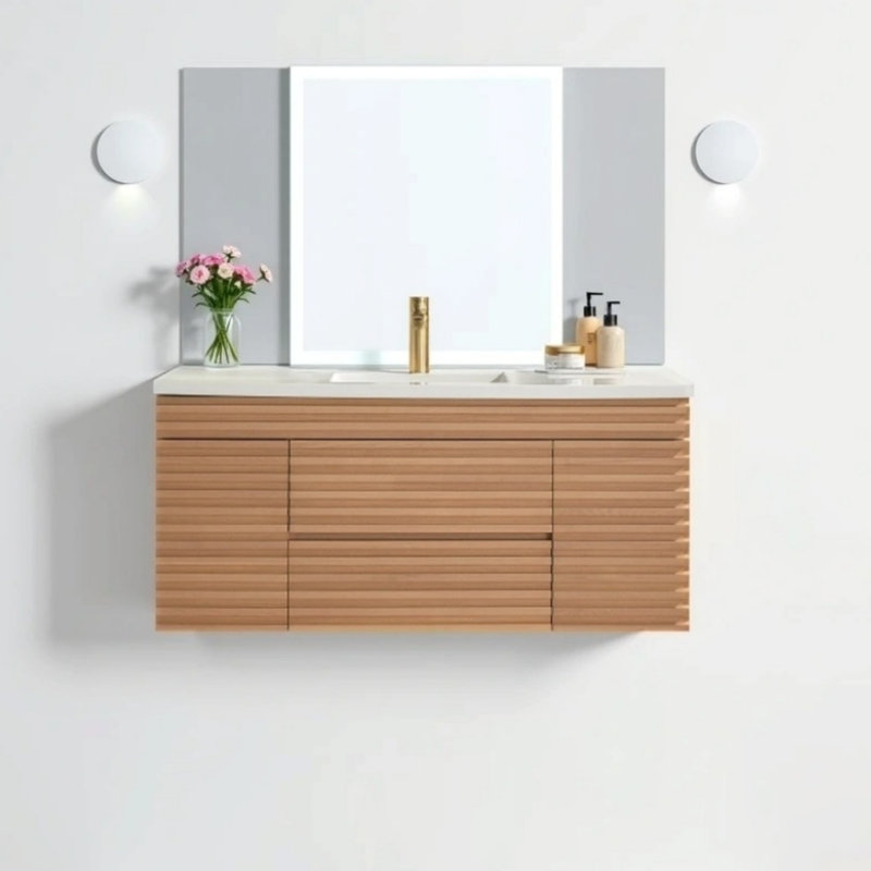 Meuble-lavabo flottant mural 48 po avec lavabo intégré Nordic Minimalist