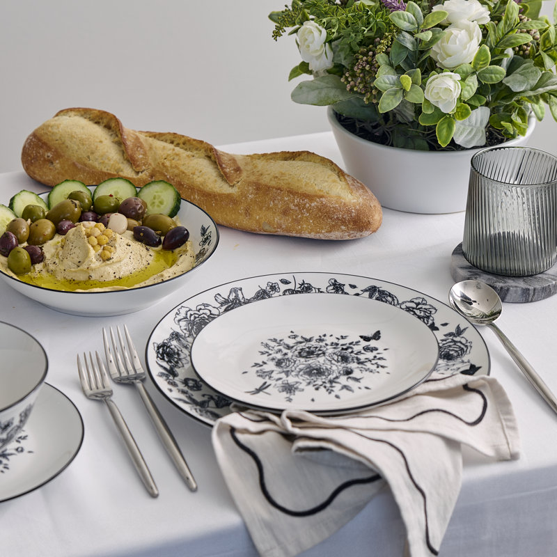 Stone Lain Esme 24-Piece Dinnerware Set Porcelain, Black