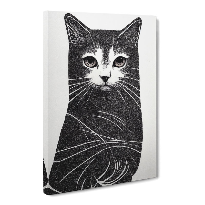 Cat Stippling - Wrapped Canvas, 60cm H x 40cm W x 3cm D
