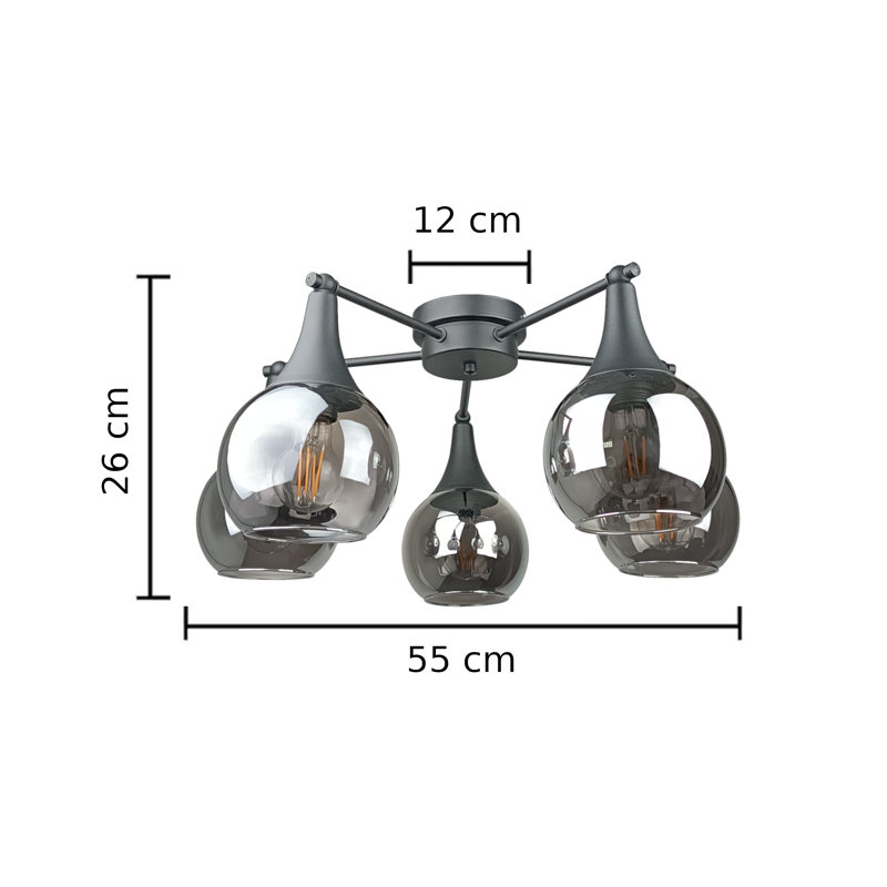 Brinsley Glass Semi Flush Mount, Black