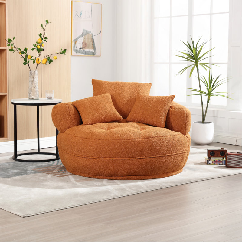 Canapé-lit simple Chenille, Boucle orange