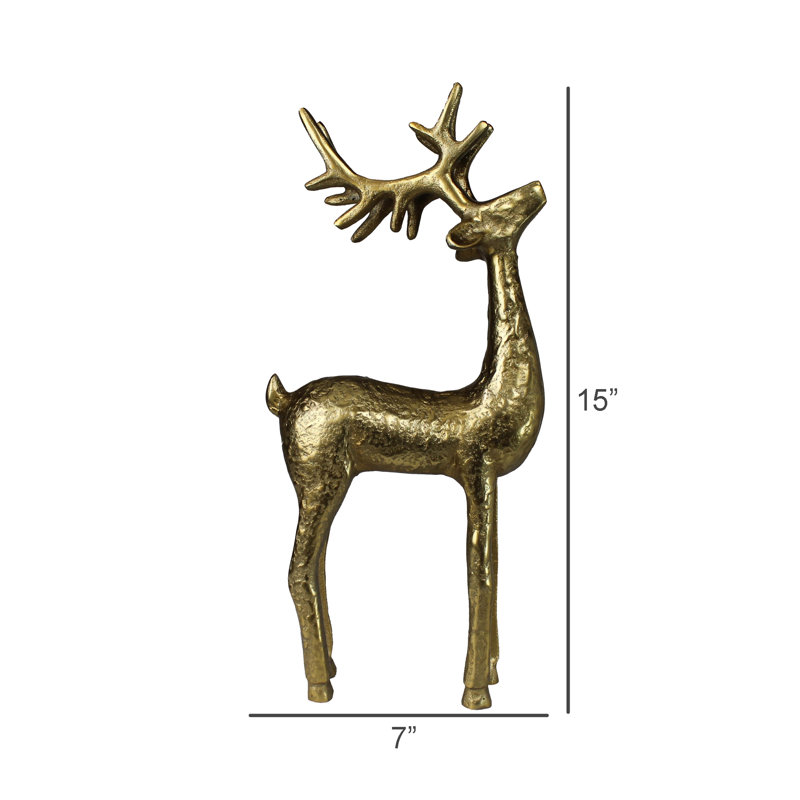 Reindeer, Brass - Lrg, 15" H x 2.75" W x 7" D