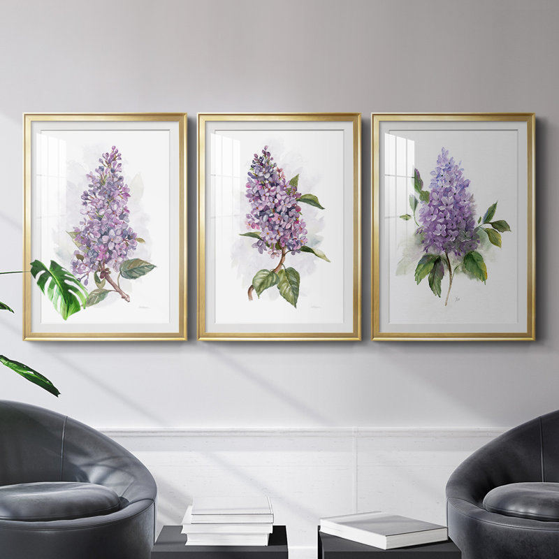 Awash In Lilac I, reproduction encadrée de qualité supérieure - prête à être accrochée, Cadre doré