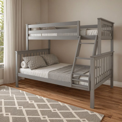 Twin over Full Solid Wood Slat Standard Bunk Bed with Angled Ladder
