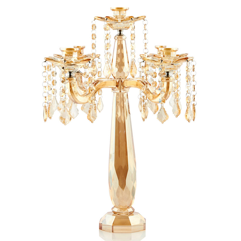 Crystal Tabletop Candelabra, Gold