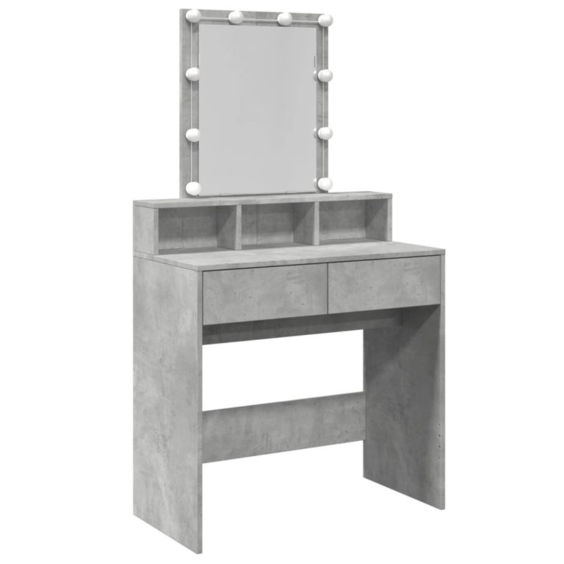Simote Dressing Table with Mirror, Concrete Grey