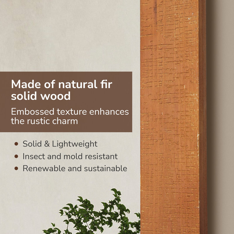 Brunilda Rustic Farmhouse Solid Wood Frame Accent Mirror Decorative Mirror, 32" x 72", Brown