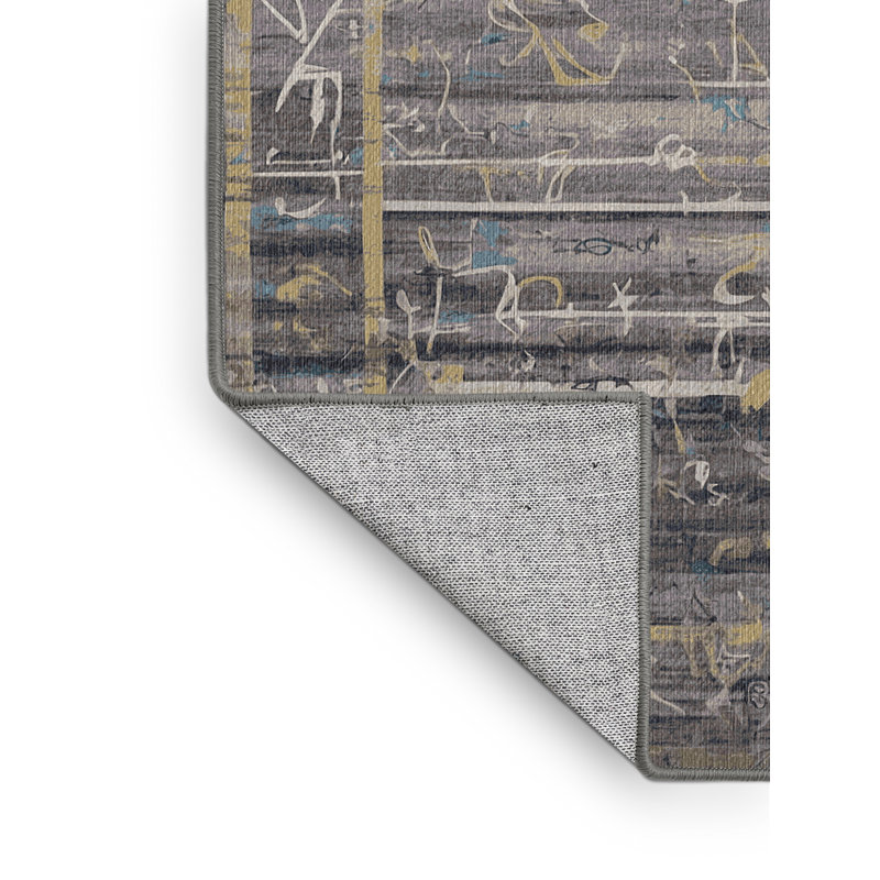 Tapis gris lavable à la machine, Rectangle de 5 pi x 8 pi