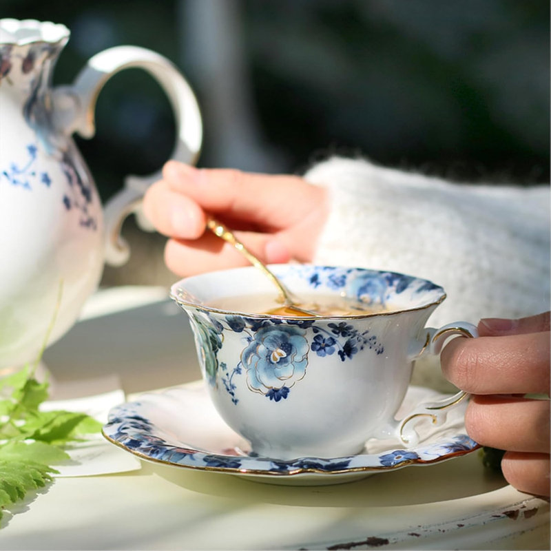 Blue and white porcelain tea set