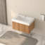 Meuble-lavabo mural de 30 po avec lavabo, armoire de salle de bain murale flottante avec contreplaqué intégré