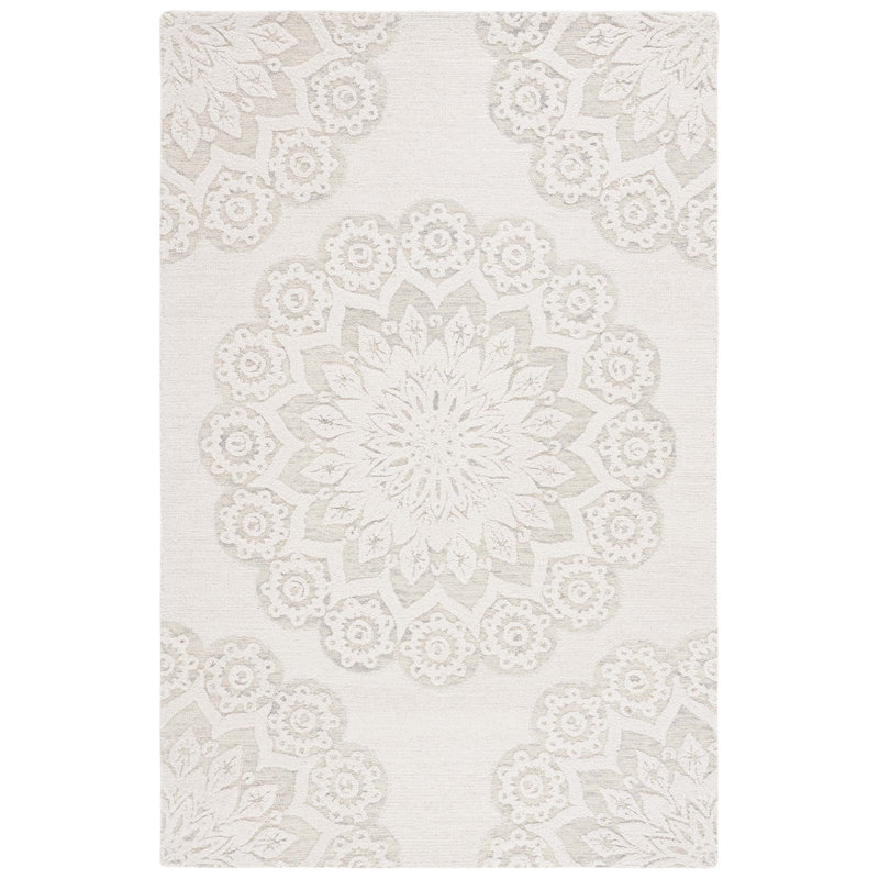 Blossom Hand Tufted Wool And Cotton With Latex Floral Rug, Rectangle 8' x 10'