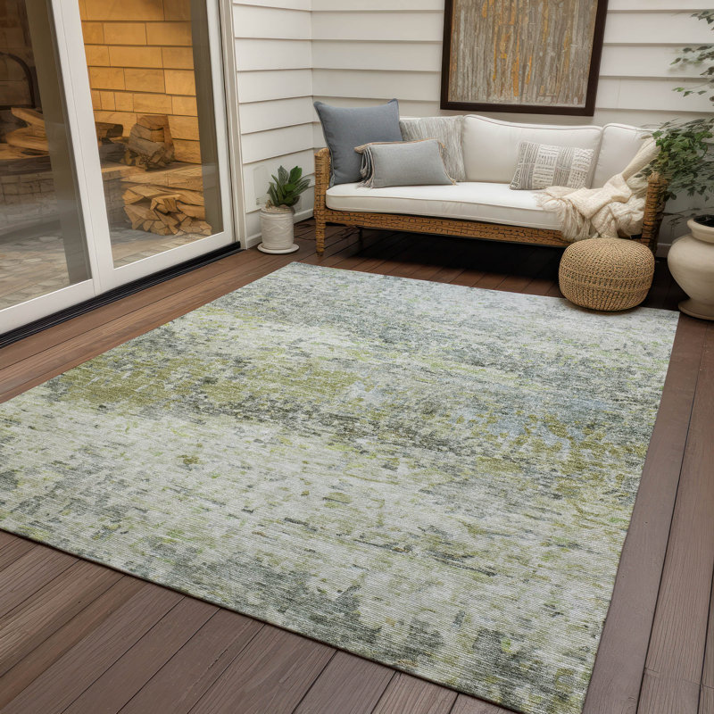 Red Rectangular 10' x 14' Washable Synthetic Area Rug