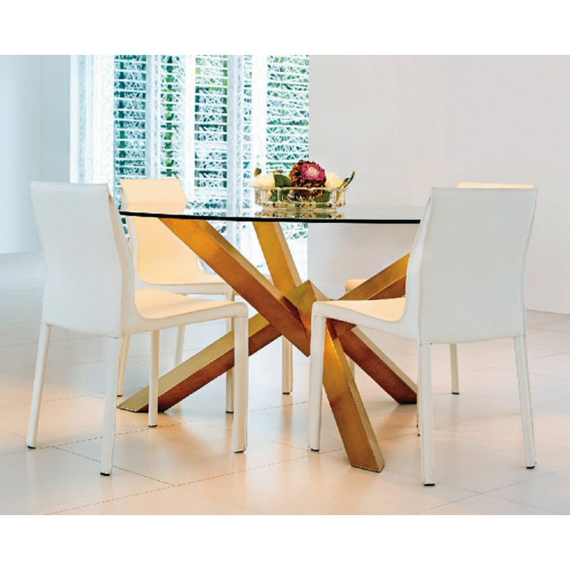 Round Glass Top Metal Base Dining Table