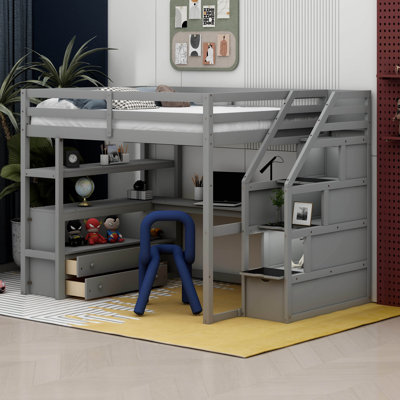 Varujhan Kids Full Loft Bed with Drawers by Harriet Bee