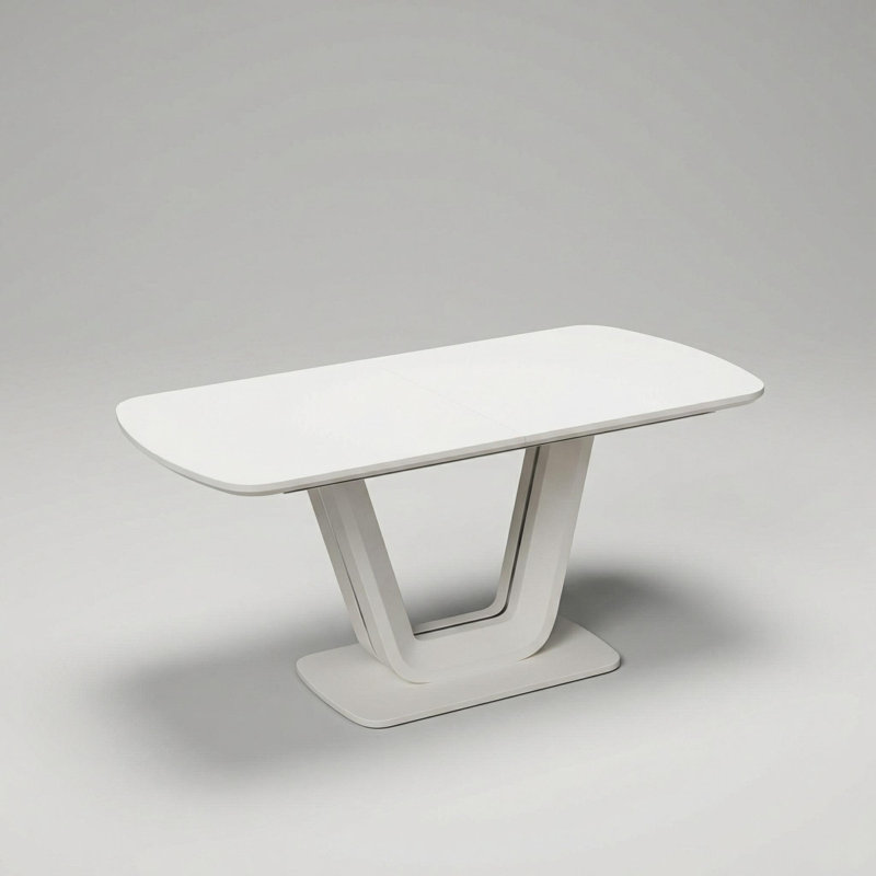 63 To 78.7 Inch Grey White Extendable Dining Table With U Shaped Legs Modern Industrial Mdf Kitchen Table For Home Or Office