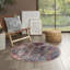 Machine Washable Southwestern Blue/Red Area Rug-1285990121