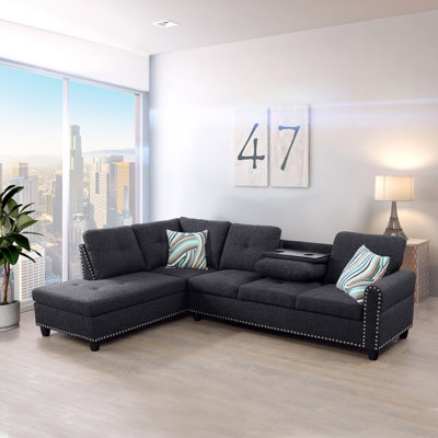 Ahniah Upholstered L-Shaped Sectional Left Hand Facing