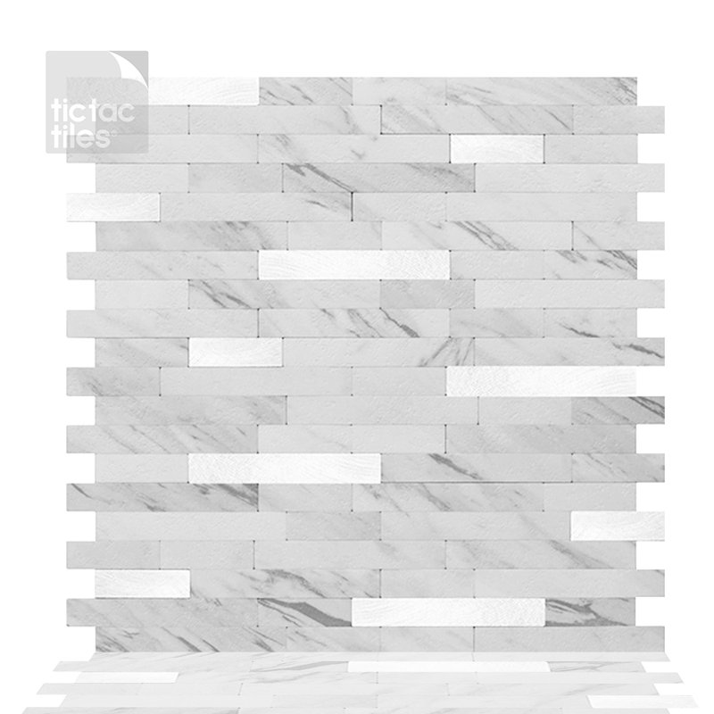 Carreau de mosaïque pelez et collez 12 po x 12 po, Marbre blanc
