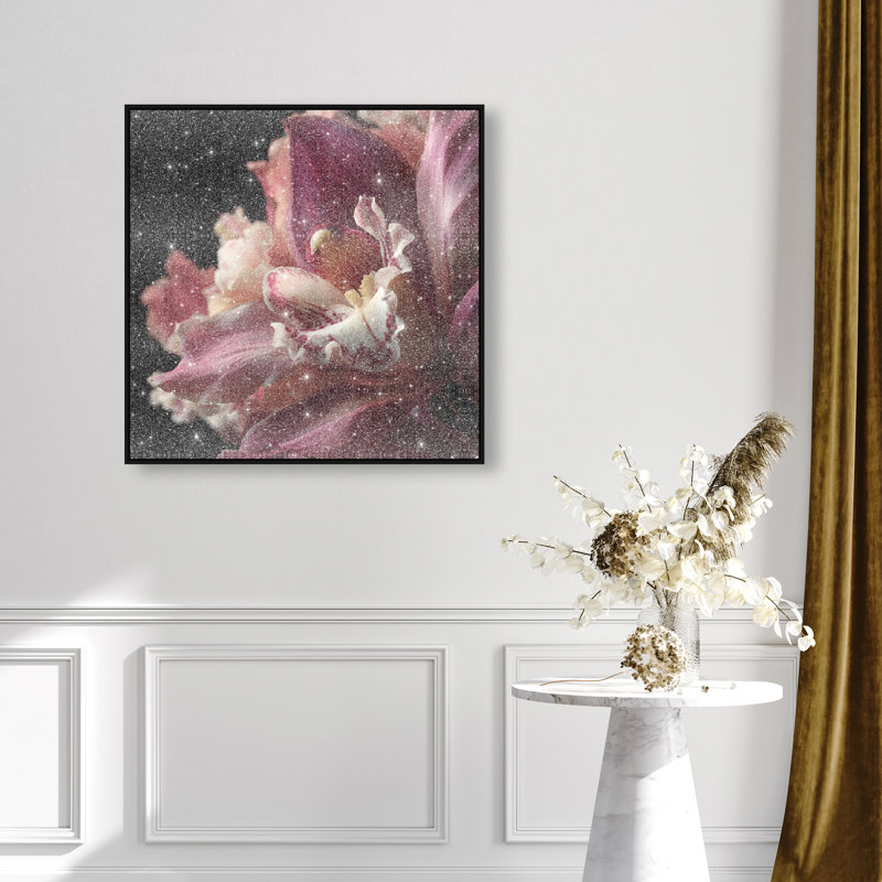 Velvet Labellum Print by Oliver Gal, 31"H x 31"W, Black Floater Frame