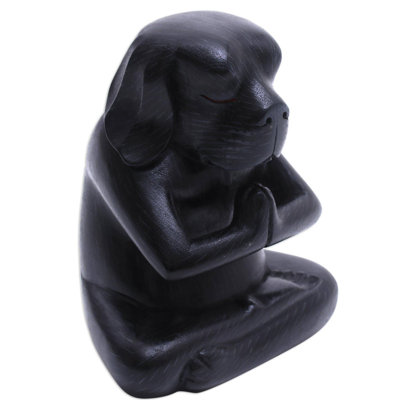 Figurine en bois yoga beagle Shebaka