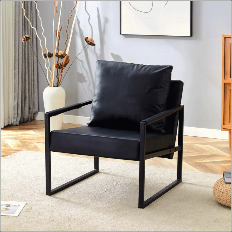 Ensemble de 1 canapé classique en cuir de polyuréthane et structure en métal - Conception ergonomique, un mélange de styles moderne et industriel