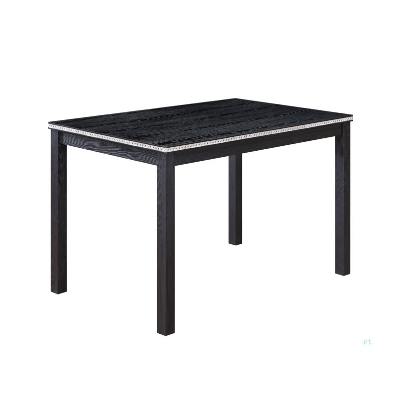 Ensemble de table de salle à manger en bois 5 pièces, ensemble de table de cuisine avec une table rectangulaire et 4 chaises rembourrées, table de salle à manger en bois avec décoration en cristal et ensemble de chaises pour la cuisine, la salle à m