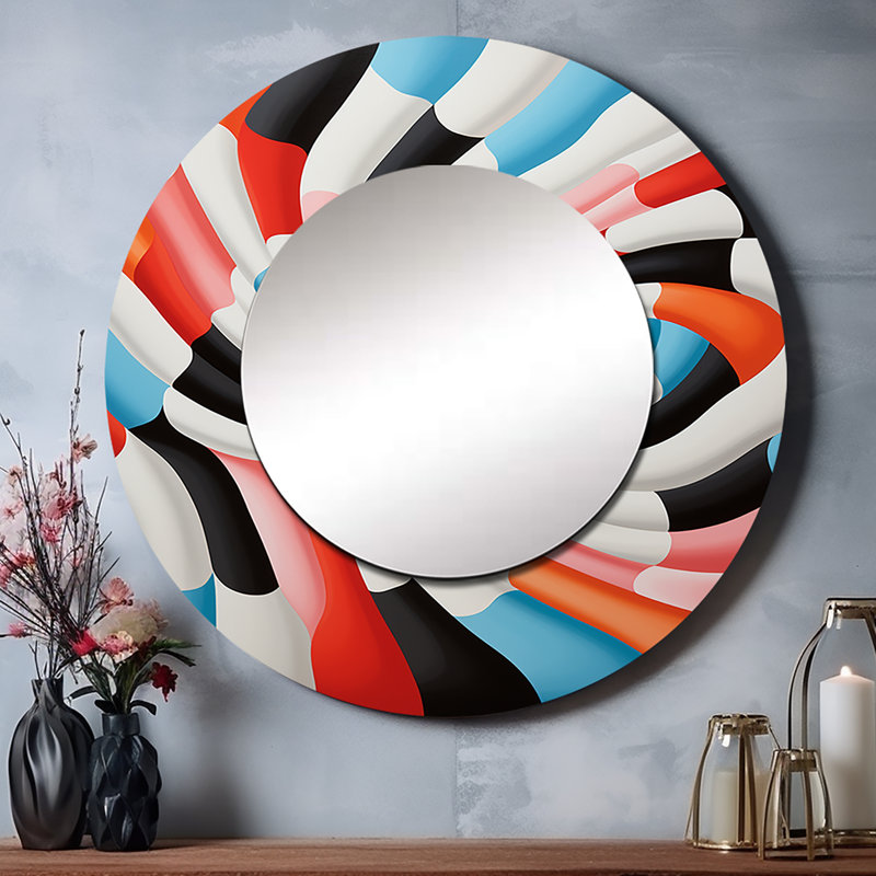 Colourful Op Art Surrealism II - Abstract Round Mirror Wall Decor, 23" x 23"