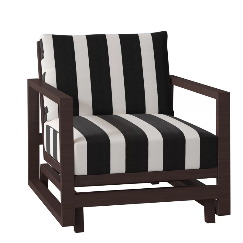 Avondale Patio Lounge Chair with Cushions, Cabana Stripe Midnight, Avondale Aluminum #60 Oak, No Welt