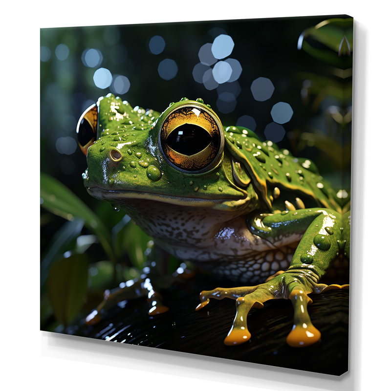 " Expressionist Frog Movement ", 16" H x 16" W x 1" D, Wrapped Canvas